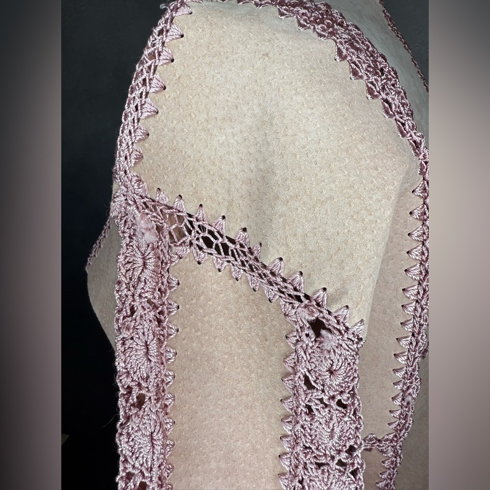 🌸 S.M.H. Boutique Leather & Crochet Trim Jacket – Size Small - Picture 6 of 11
